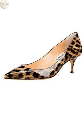 Kitten Heel Pointed Toe PU Pumps Slip-On Work Shoes